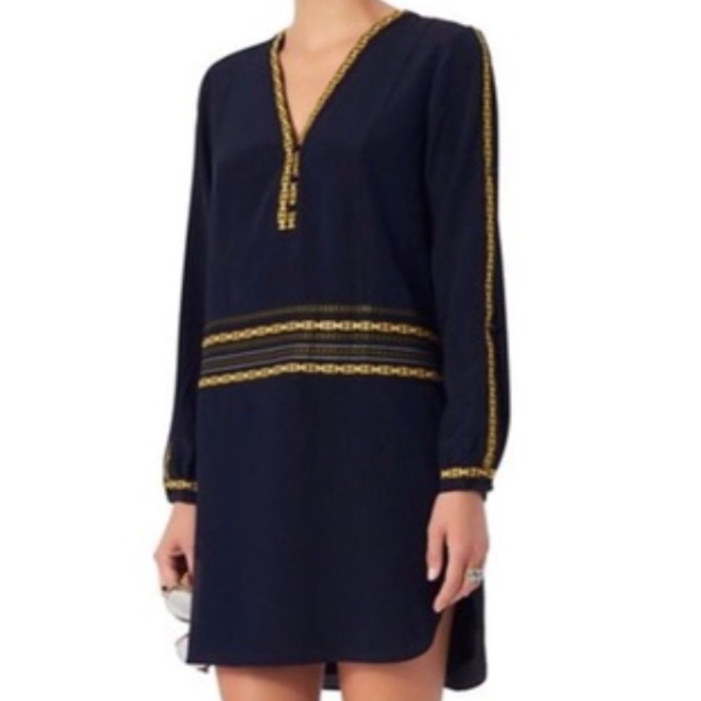 NWOT Intermix Embroidery Trim Silk Dress size